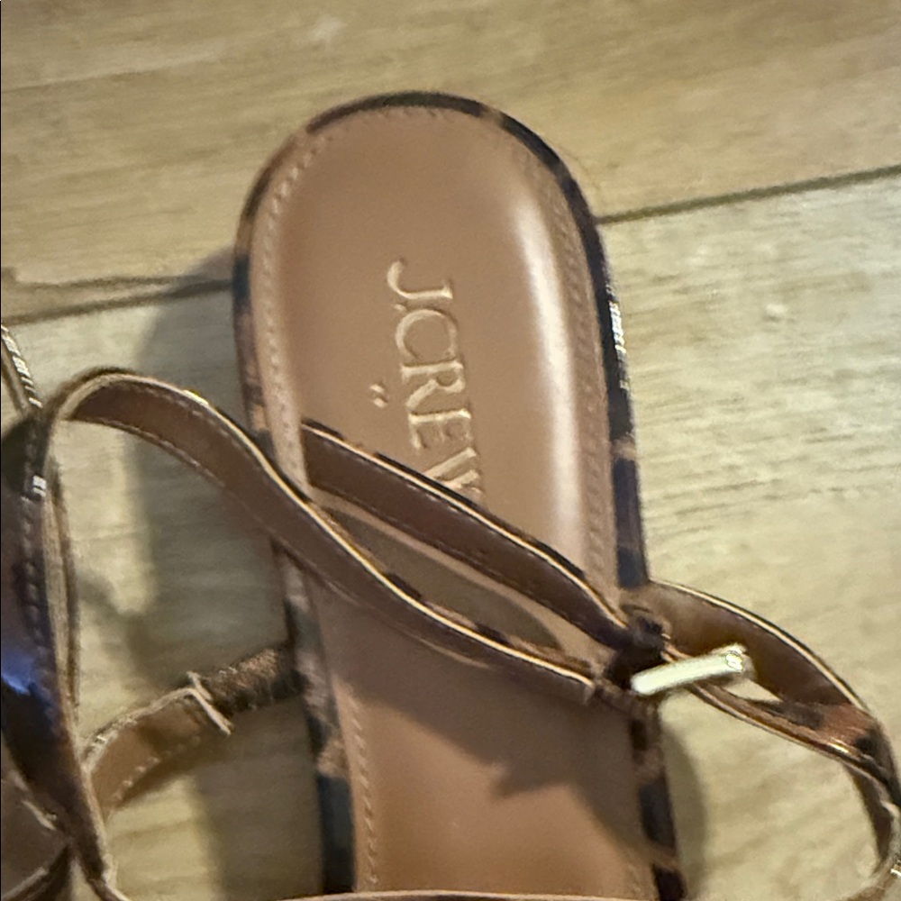 J. Crew Brown Leopard Strappy Sandals - Picture 2 of 6